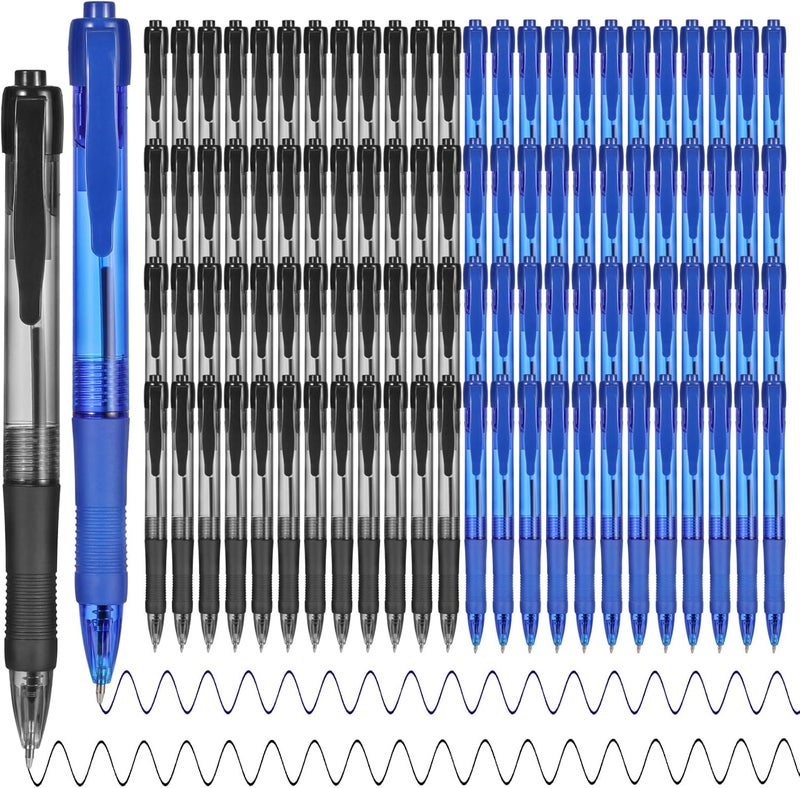 deegtran Pens Bulk, 100 Pack No Bleed Black & Blue Ink Click Pens with Soft Grip, Wholesale Retractable Ballpoint Pens for Office School, Medium Point Smooth 1.0MM - Image 1
